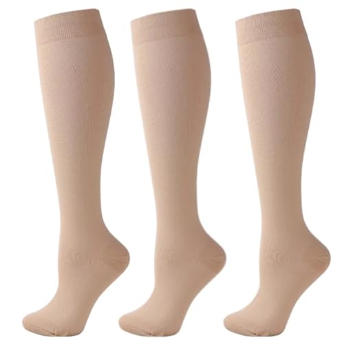 3 pares de medias de compresión que promueven la circulación sanguínea, calcetines de compresión adelgazantes, antifatiga, cómodos calcetines de color sólido(YS001-316-SK-3P,S-M)