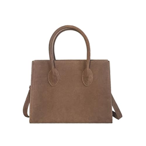 Brown Suede Handbag Top Handle Purses for Women Work Tote Bags