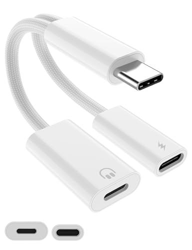 2-in-1 USB C to Lightninig Headphones Adapter & Type C Fast Charging Cable for iPhone 16 15 Pro Max iPad 10 USB-C to Lightning Earphone Jack Audio Dongle Conventer & Charger Splitter for iPad Macbook