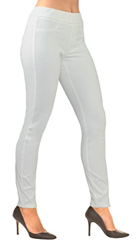 LIOR PARIS Women’s SAGE Tapered Leg Pull on Pant with Enzyme Wash White Denim and Functional Back Pockets3