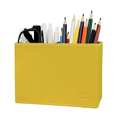 Image of Pen Pencil Holder Cup Container PU Leather Desk Organizer Stand Decor Brush Scissor Decoration Office Home School