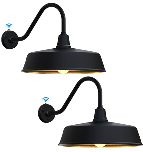 Image of JOESA 24-inch Extra Large gooseneck barn Light, from Dusk to Dawn, Weather-Resistant and Durable, Suitable for a Variety of Scenes. Farmhouse Outdoor Barn Lights, 2-Pack