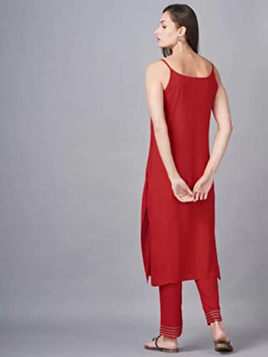 Image of Aziz Textiles Women's Rayon Sleeveless Straight Kurti for Women & Girls
