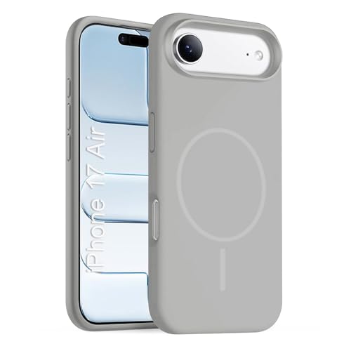 Image of iPhone 17 Air Silicone Magsafe Case | Shock Proof Design & Camera Protection | Premium Rubberised Apple iPhone 17 Air Cover (Microfiber Lining) | Magnetic Liquid Silicone - Gray