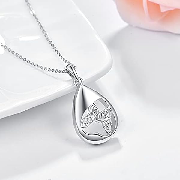 TANGPOET Collar de cenizas de plata de ley 925 para cenizas, joyería conmemorativa de cremación para cenizas, collar con colgante de recuerdo para mamá, papá, mujeres, hombres, mascotas con kit de