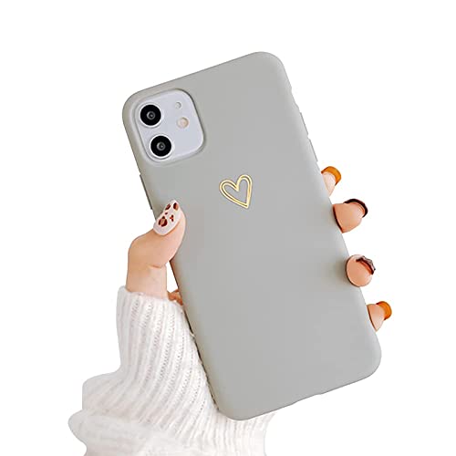 Ownest Compatible avec Coque iPhone 11 Cœur Motif Coque iPhone 11 Fille Housse Silicone Femmes Slim TPU Housse de Protection Antichoc Anti-Rayures Étui pour iPhone 11-Gris Cover