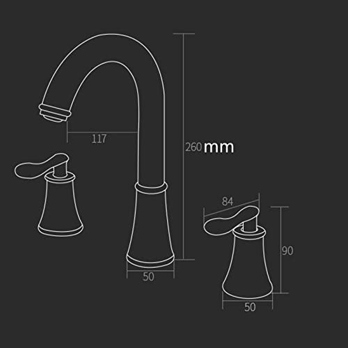 Robinet 3 trous pour lavabo chrome en laiton mitigeur eau chaude et froide de salle de bain - 4