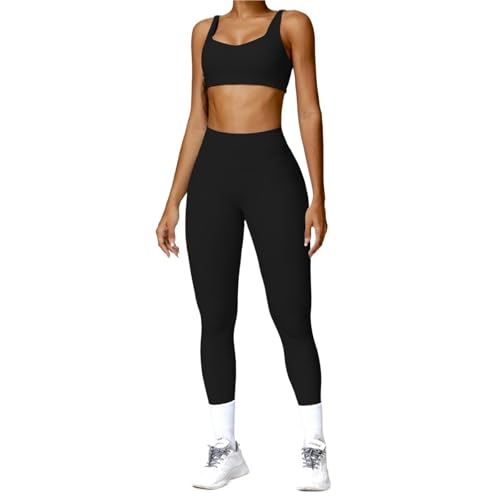 Leggings taille haute anti-glissement avec débardeur assorti pour ensemble d'entraînement M