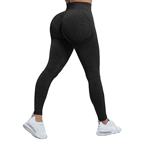 JN JANPRINT Gym Leggings Damen Scrunch Butt Sport Leggings Booty Lifting Seamless Fitnesshose Po Push up Yogahose High Waist Slim Fit Lang Blickdicht Laufhose Tights(Schwarz,S) Cover