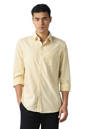 Image of Van Heusen Men Cotton Modern Fit Casual Oxford Stripes Shirts| Effortless Ironing | Superior Fit