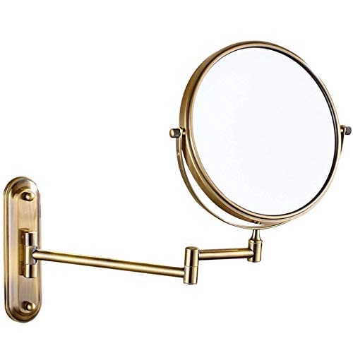 Miroir de maquillage extensible JCAKES, miroir de courtoisie mural en laiton de 8 pouces 7X