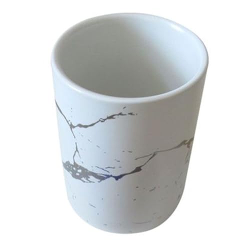 OISE ART STORE Trade Shop - Bicchiere Porta Spazzolini Accessori Effetto Marmo Moderno Arredo da Bagno 59889 -