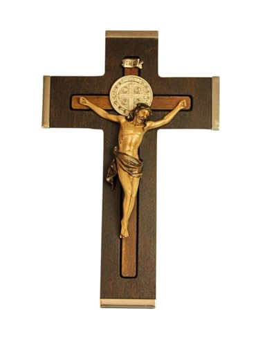 El Mejor Listado de Cruces y crucifijos de pared más recomendados. 46 Cruz de Pared con Cristo y Medalla de San Benito – Regalo Catolico – Cruz de madera – Crusifico de pared Diseño Elegante Estilo Italiano 52 cm Decoracion religiosa Cristo de...