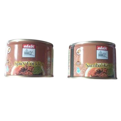 Adabi Spicy Berberechos Sambal Kerang [Paquete de 2], 160 g cada uno, Halal