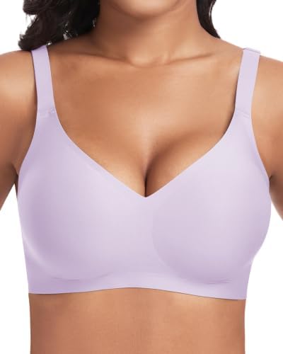 Jiuday BH ohne Bügel Push Up BH Große Brüste Starker Halt Bügelloser Bustier Damen Gepolstert Seamless Soft Bra ohne Buegel Bequemer T Shirt V-Ausschnitt Bralette