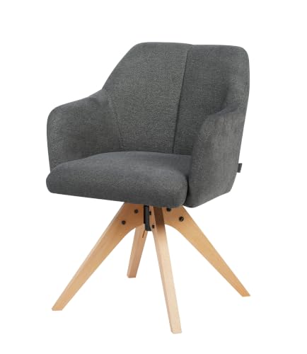 B&D home Daisy Chaise de Salle à Manger Pivotante à 360°, Fauteuil de Table Rembourré en Tissu...