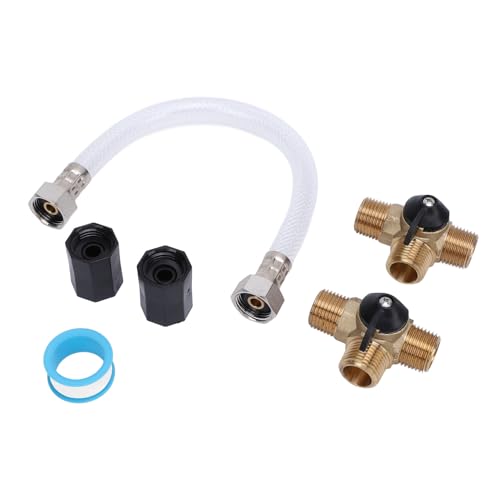 Image of RV Water Heater Bypass Kit, Featuring Robust Brass Valves, Male & Female Connectors, with Intuitive Handle for Easy Operation, Complete Winter Solution