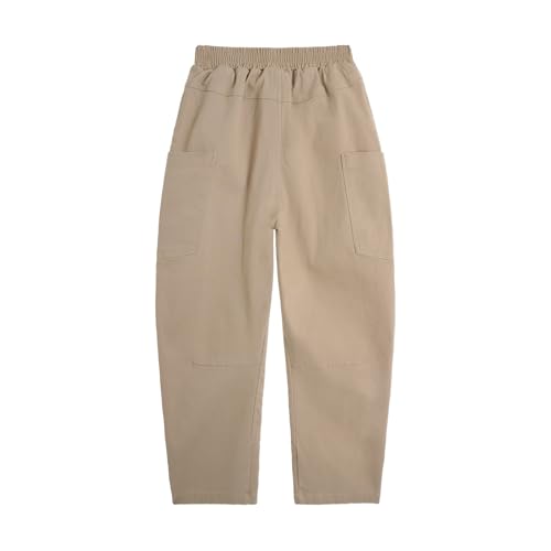 LittleSpring Boys Pants Loose Fit Casual Pant with Elastic Waist Pockets Trousers2