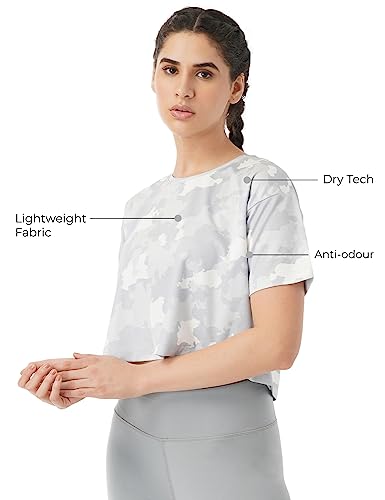 Image of PUMP'D Athleisure Women's Boxy Top for Gym -Lightweight, Anti-Odor, UV Protect, Ultra Soft Seams Cropped Regular Fit |Women for Training Wear | Workout Quick Dry Gym Wear Running Short T Shirt