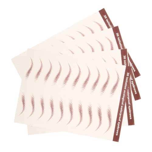SMASOLO 4 hojas Pegatinas Impermeables para Cejas Realistas Adhesivas con Efecto Pelo Natural Resistentes al Agua Sudor Paquete Portátil de Unidades para Maquillaje Duradero