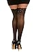 Dreamgirl Women's Plus Size Sheer Thigh High Pantyhose, Hosiery, Nylons, Stockings with Comfort Lace Top Anti-Slip Silicone Elastic Band, Black