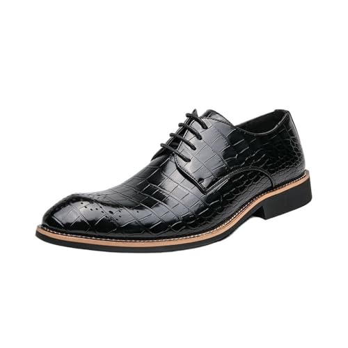 Men's Lace up Genuine Leather Oxfords Pointed Toe Fashion Casual Shoes Polished Finish Spring Autumn Low Top Style