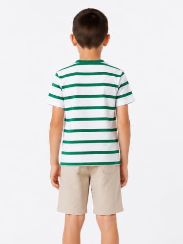 Image of LittleSpring Boys Girls T Shirt Rainbow Striped Cotton Crewneck Tees for Kids Fashion