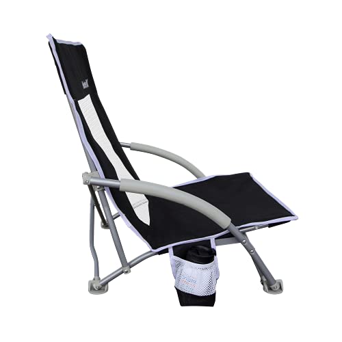 Hurley Low Sling Outdoor Folding Chair, Black Beachfront Decor