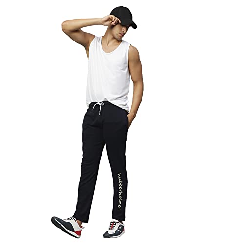 Image of Hubberholme Men's Slim Fit All Season Wear Cotton Track Pants - Trackpant with Drawstring Elastic Waistband, Lower for Jogging, Gym, Sports & Dailywear