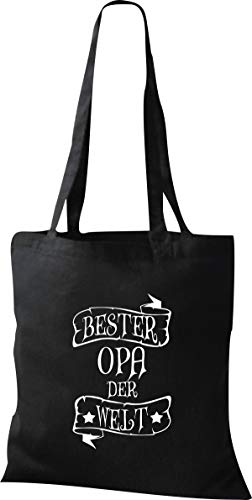 Shirtinstyle Bolsa de Tela Bolsa de Algodón Bester Opa Del Mundo - Negro, 38 cm x 42 cm