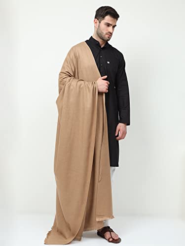 Image of Bunkaar Men's The Handloom Story Plain Woollen Dhariwal Lohi /Shawl (Brown, 48 inch X 102 inch)