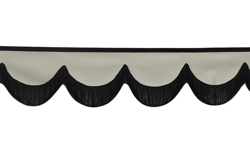 KramTruck – Cortina de camión con borlas – Parasol para camiones – Protección solar para todos los camiones Maarken (beige claro, borlas negras)
