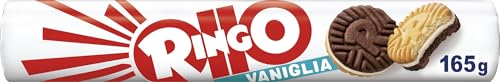 Pavesi Ringo Biscotti Farciti con Crema al Gusto Vaniglia, Snack per Merenda o Pausa Studio, senza Olio di Palma - Formato Tubo da 165 g