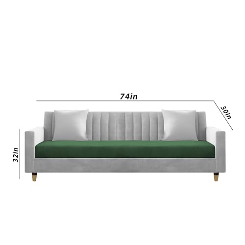 Image of Casaliving Garcia 3 Seater Sofa Set for Living Room (Green Grey Colour) Premium Fabric Sofa