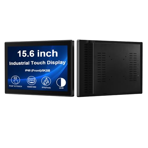 Image of VSDISPLAY 15.6'' 1920x1080 Industrial Touch Monitor IP65 Front Waterproof | IPS LCD Display,16:9 Aspect Ratio,10-Point Capacitive Touch, with H /D VGA Interface for Industrial Outdoor Kiosk Use