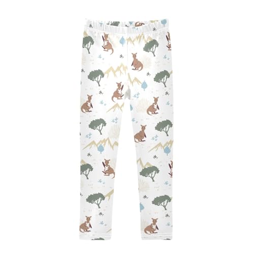 Kangaroo Nature Habitat Place Girls Leggings,Workout Leggings for Girls Toddler Athletic Leggings Size for 3-10T