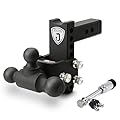 JEXTRA Adjustable Trailer Hitch Ball Mount, fits 2” Truck Tow Hitch Receiver, 5'' Drop Hitch,Tri-Ball (1-7/8" x 2" x 2-5/16"), Max 12,500 lbs, for Trailers, ATVs, TV, UTV, RV