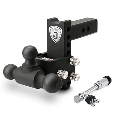 JEXTRA Adjustable Trailer Hitch Ball Mount, fits 2” Truck Tow Hitch Receiver, 5'' Drop Hitch,Tri-Ball (1-7/8" x 2" x 2-5/16"), Max 12,500 lbs, for Trailers, ATVs, TV, UTV, RV
