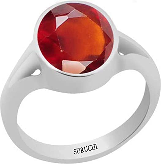 Suruchi Gems & Jewels Sterling Silver Hessonite/Gomed Astrological Gemstone 5.25 Ratti or 5 Carat 925 Bis Hallmark Ring for Men & Women (B08W8J8PC6) Amazon Price History, Amazon Price Tracker
