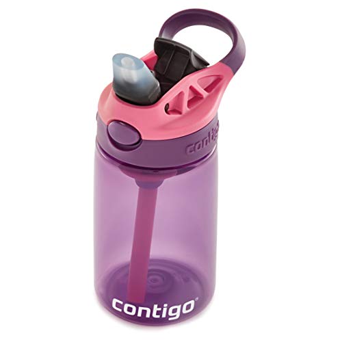 Image of Contigo Kids Straw Water Bottle with AUTOSPOUT Lid, 14oz, Eggplant