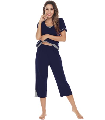 WiWi Bamboo Viscose Short-Sleeve Capri Pajama Set