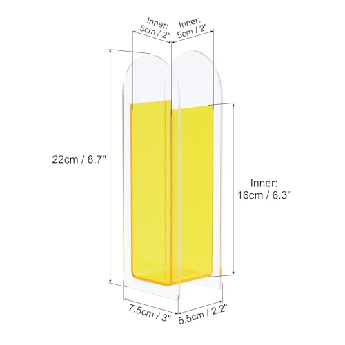 PATIKIL Acrylic Vase, Arch Acrylic Floral Vase Clear Geometric Plastic Decorative Vase for Wedding Table Centerpiece Home Decor Yellow - Image 2