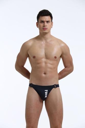 Evankin Men's Sexy Thong Underwear Low Rise Sexy and Funny Jockstrap Letter Printed Cotton Buttocks Lifting Underpants4