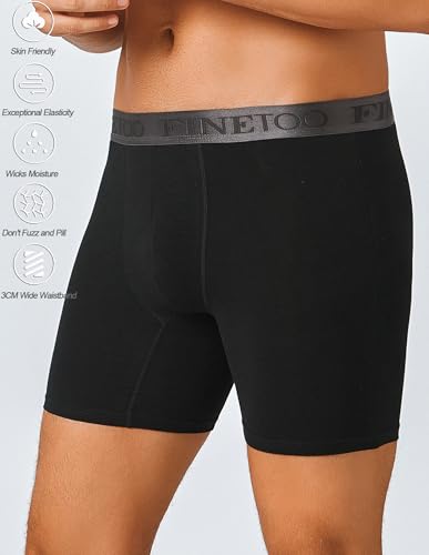 FINETOO 3 Pack Mens Underwear Boxer Briefs Soft Breathable Cotton Underwear Wide Waistband Men Underwear4