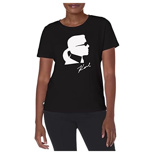 Karl Lagerfeld Paris Women's Short Sleeve Graphic Logo Tee, Karl Black, Small