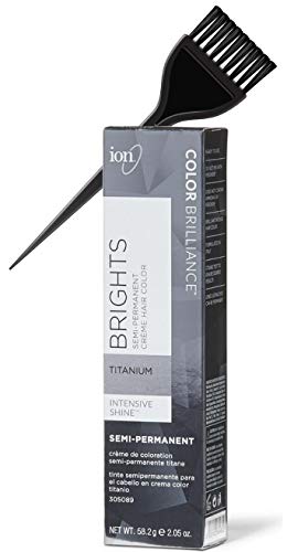 ION Color Brilliance BRIGHTS Semi-Permanent Creme Hair Color Dye, Size: 2.05 oz (w/Sleek Tint Brush) Cream Haircolor (TITANIUM)