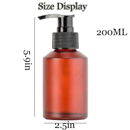 200ML/6.7oz Empty Frosted Glass Pump Bottles with Black Pump Head Refillable Cream Storage Container Cosmetic Dispenser Jar Pot for Makeup Lotion2
