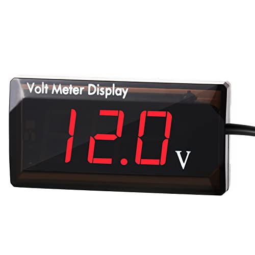 DC 12V Auto Digitales Voltmeter LED Anzeige Spannung Messung Auto Digitales Spannung Messer Panel 4-28V Voltmeter Anzeige für Fahrzeug Motorrad Lastwagen ATV SUV (Rot)