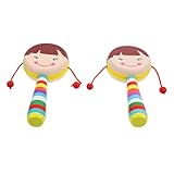 Kisangel 2 Stück Holz Rassel Teilig Sichere Handgefertigte Klangspielzeuge Leicht Tragbar für...