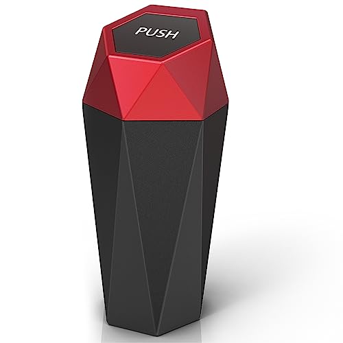 Car Cup Holder Trash Can, Car Trash Can with Lid, Mini Portable T...